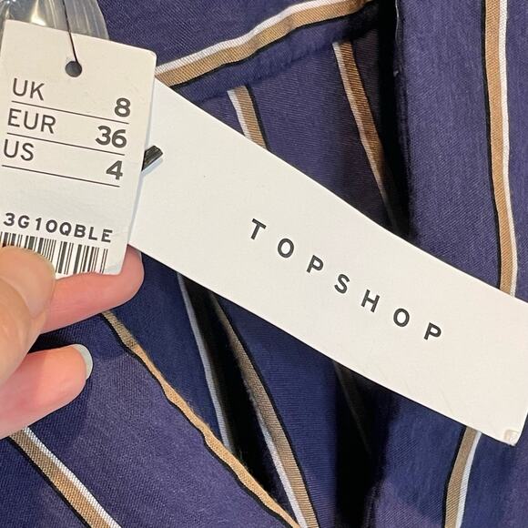 Topshop NWT Striped Faux Wrap Long Sleeve Top - size 4 - Picture 5 of 7
